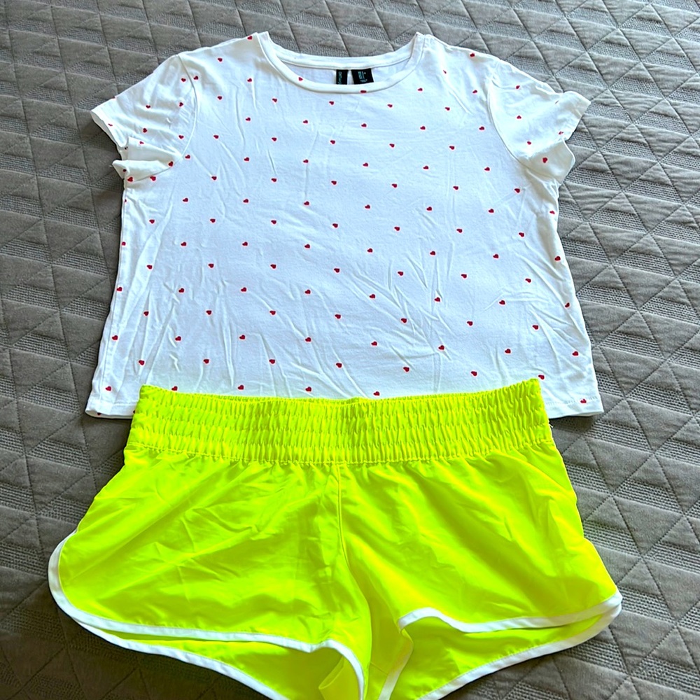 Xhilaration Neon Yellow Shorts w Cynthia Rowley Tee